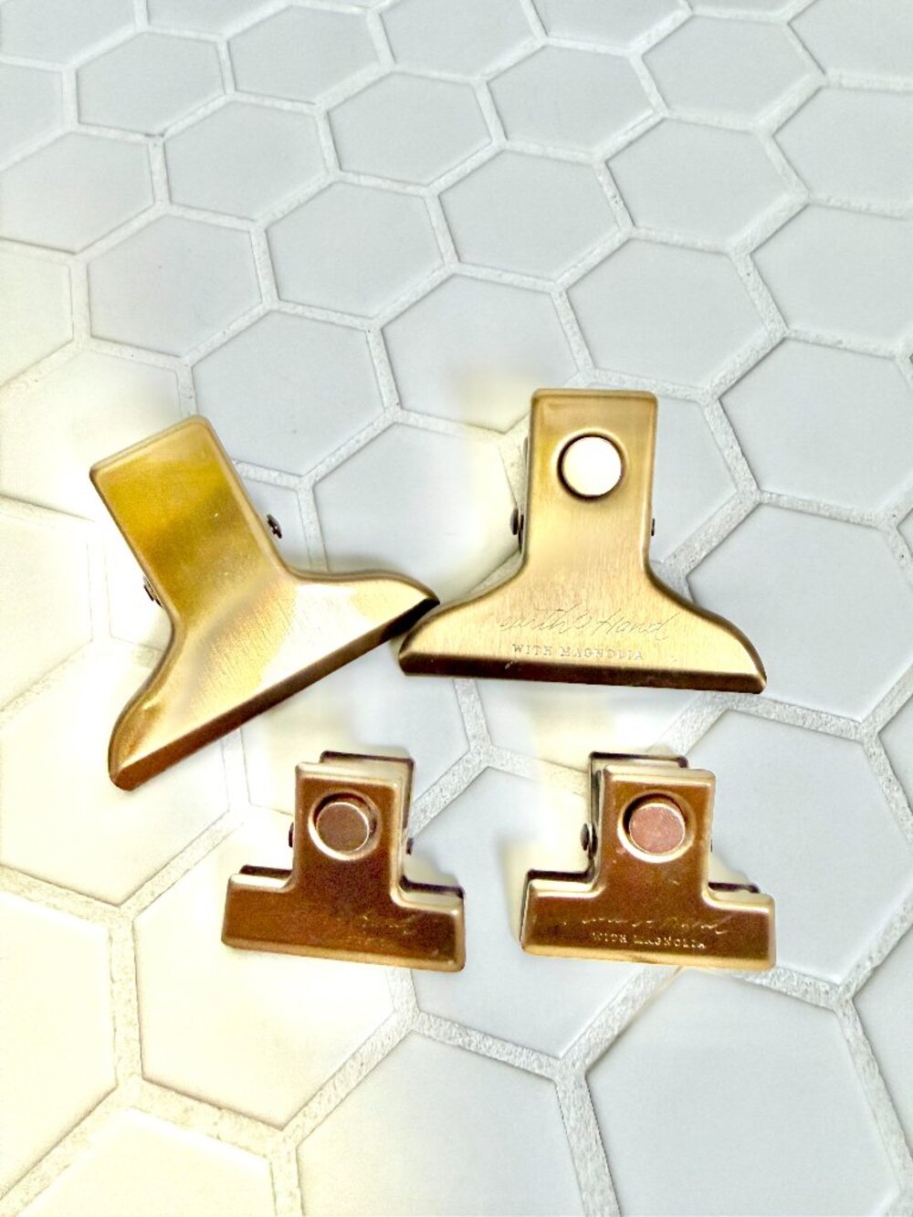 Hearth & Hand with Magnolia Magnetic Chip Clips Set of 4 Gold Metal Bag Clips